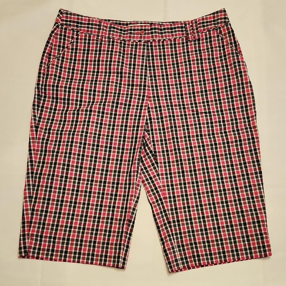 Women's Plaid Shorts - Pink, Black, White